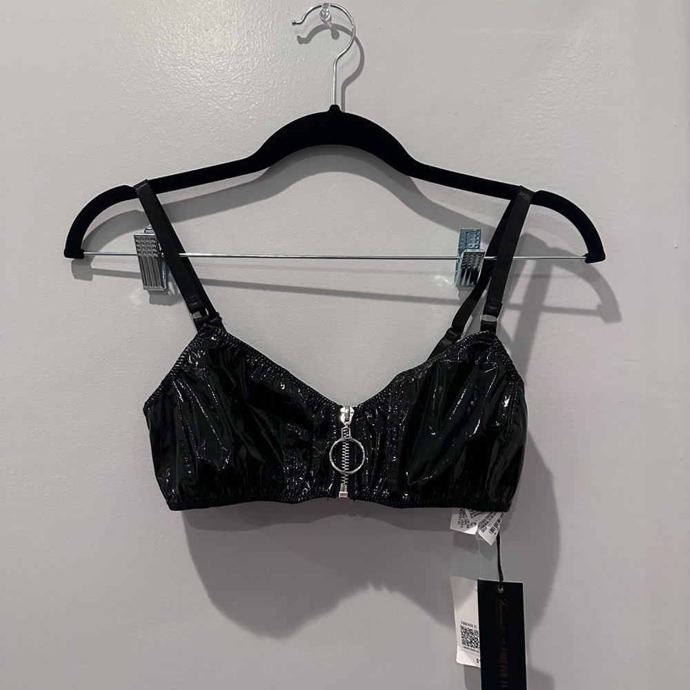 Leather Zip-Up Crop Top